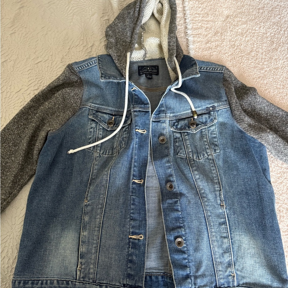Lucky Brand Blue Jean Jacket Hoodie - Picture 2 of 5